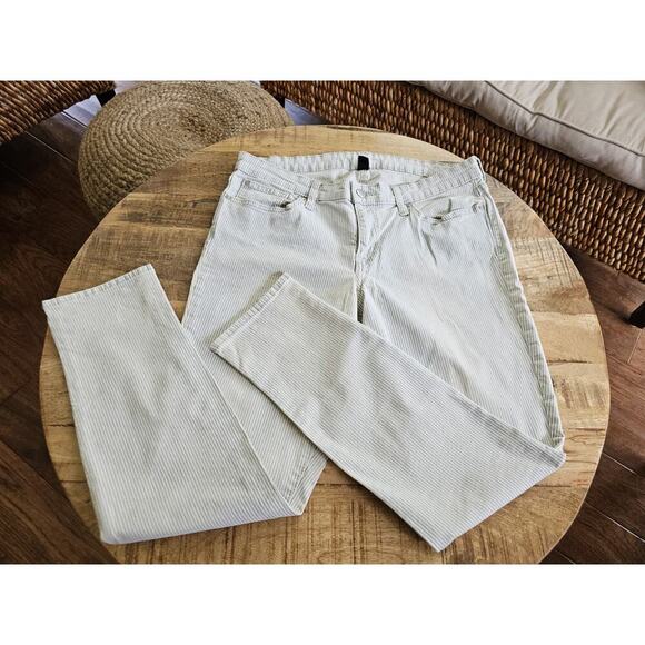 Gap Skinny Roll Up Striped Distressed Stretch Denim Jeans Women's 10/30 - Picture 1 of 11